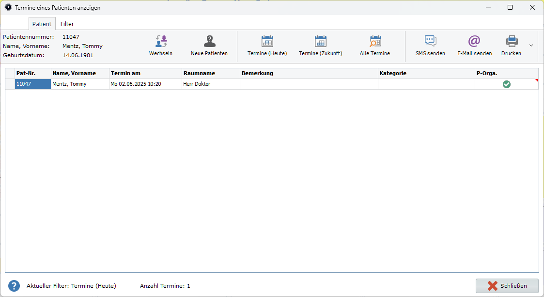 Termine eines Patienten