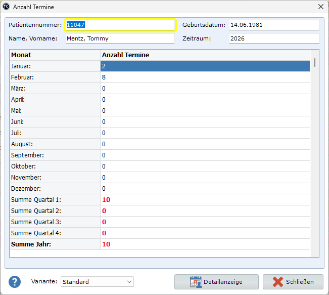 Anzahl Termine